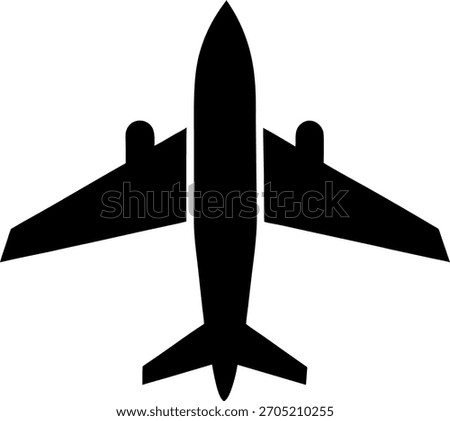 Top View Jet Plane Silhouette Vector for Aviation and Travel Icons