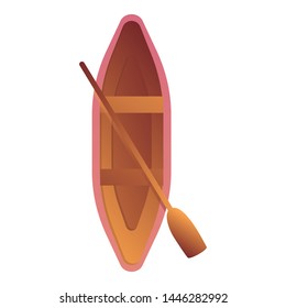 Top view kayak icon. Cartoon of top view kayak vector icon for web design isolated on white background
