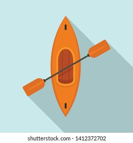 Top view kayak icon. Flat illustration of top view kayak vector icon for web design