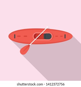 Top view kayak icon. Flat illustration of top view kayak vector icon for web design