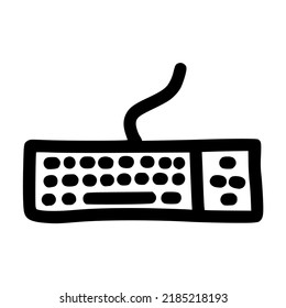 top view of keyboard hand drawn doodle outline vector template illustration
