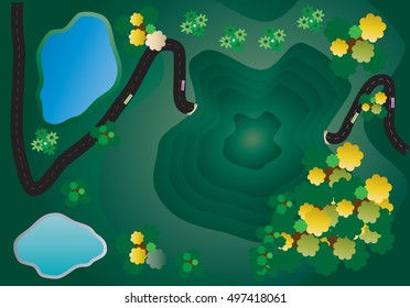 Top view of Landscape Mountain and road Vector Illustration