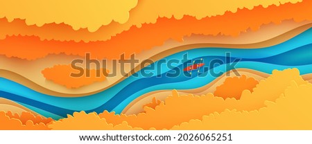 Similar – Image, Stock Photo Aerial view of kayaks in open waterc