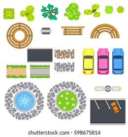 Top view landscape vector isolated objects.