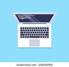 Top view of laptop computer - flat vector illustration.
