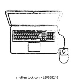 top view laptop computer with mouse