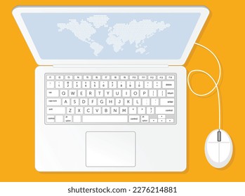 top view laptop mock up