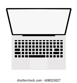 Top view laptop white background isolated vector