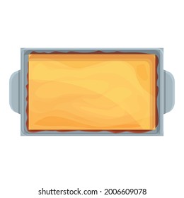 Top view lasagna icon cartoon vector. Lasagna label. Italian dish