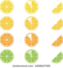 top view of lemon, orange and lime slices