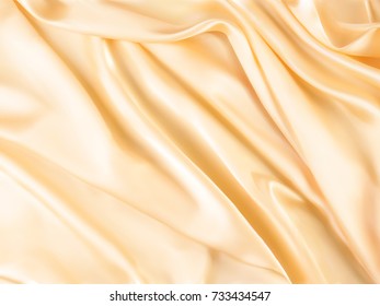 Top view of light yellow satin, beautiful fabric background for design uses in 3d illustration