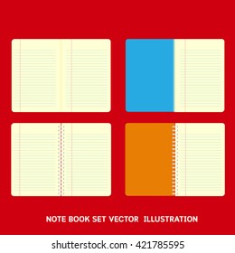 Top view of line notebook, spiral notebook vector illustration
