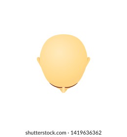Top view of male bald head cartoon style, vector illustration isolated on white background. Men's hairless scalp, last stage of hair loss or alopecia, bald headed clipping