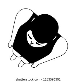 top view man character in swimsuit