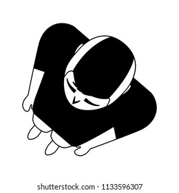 top view man character in swimsuit