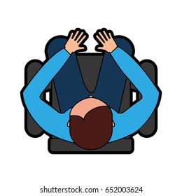 top view man sitting cartoon