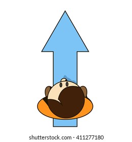 Top view man and start arrow vector illustration
