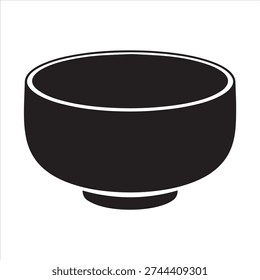 Top view of matcha bowl Vector, Silhouette, Illustration.