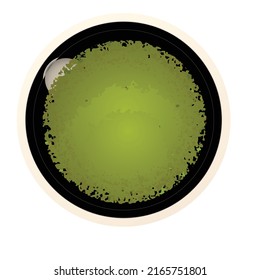 Top view matcha tea icon cartoon vector. Green powder. Herb cup