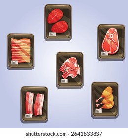 Top view of meat counter with trays of chicken legs butcher oven dish uncooked roast shop diet healthy eating homemade cooking supermarket store butchery