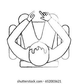 top view men sitting cartoon