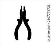 Top view metal plier silhouette vector illustration design on white background.