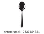 Top view metal spoon silhouette isolated on white background. Spoon icon vector illustration design.