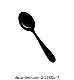 Top view metal spoon silhouette isolated on white background. Spoon icon vector illustration design.