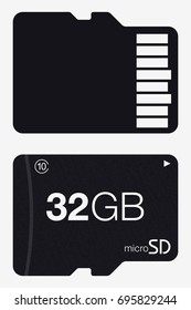 Top View of Micro SD. Memory Card Isolated on White Background