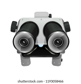 Top view of microscope isolated on white background