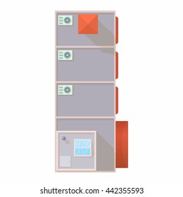 Top view of modern building icon in cartoon style on a white background