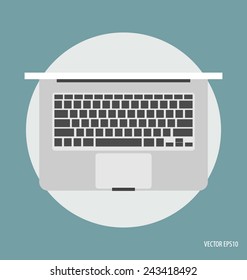 Top view of modern laptop. Vector Illustration.