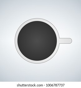 Top view of mug with coffe icon. Illustration on white background for design