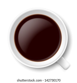 Top view of mug with coffe. Illustration on white background for design.