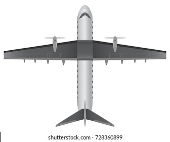 Top View of Narrow Body Passenger Propeller Airplane vector