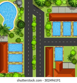 Top view of neighborhood illustration