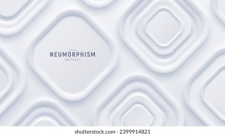 Top view, neumorphic bright design. Rectangular shapes with rounded corners. Elegant abstract background with copy space. Light vector illustration.