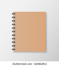 top view notebook on white desk background blank paper cover vector illustration