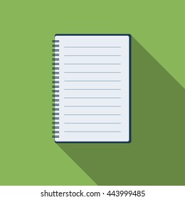 Top view of notebook vector. Flat design notepad