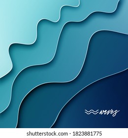 Top View Ocean Waves Vector Illustration