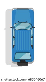 Top view off road jeep icon. Comfortable auto vehicle, people city transport isolated vector illustration in flat design.