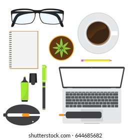 top view office equipment for your design. vector illustration.