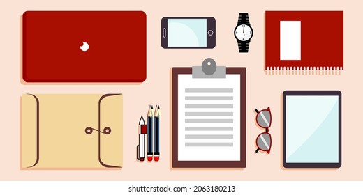Top view office table. eps 10