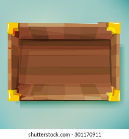 Top view of old wooden box. treasure - vector illustration