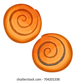 Top view on crispy buns with poppy and jam vector