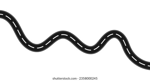 Top view on a curved highway road map.  Roadmap diagram, Vector illustration.