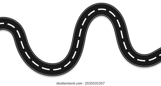 Vista de cima em um mapa rodoviário curvo. Diagrama de roteiro, ilustração de vetor.