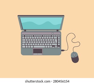 Top view on laptop