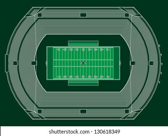 Top View On Stadium For American Football.