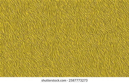 Top view on stylish 2025 year fur textured in lemon yellow color. Soft yellow fur with fluffy texture and natural wave patterns. Perfect for fashion, textile or creative background vector designs.